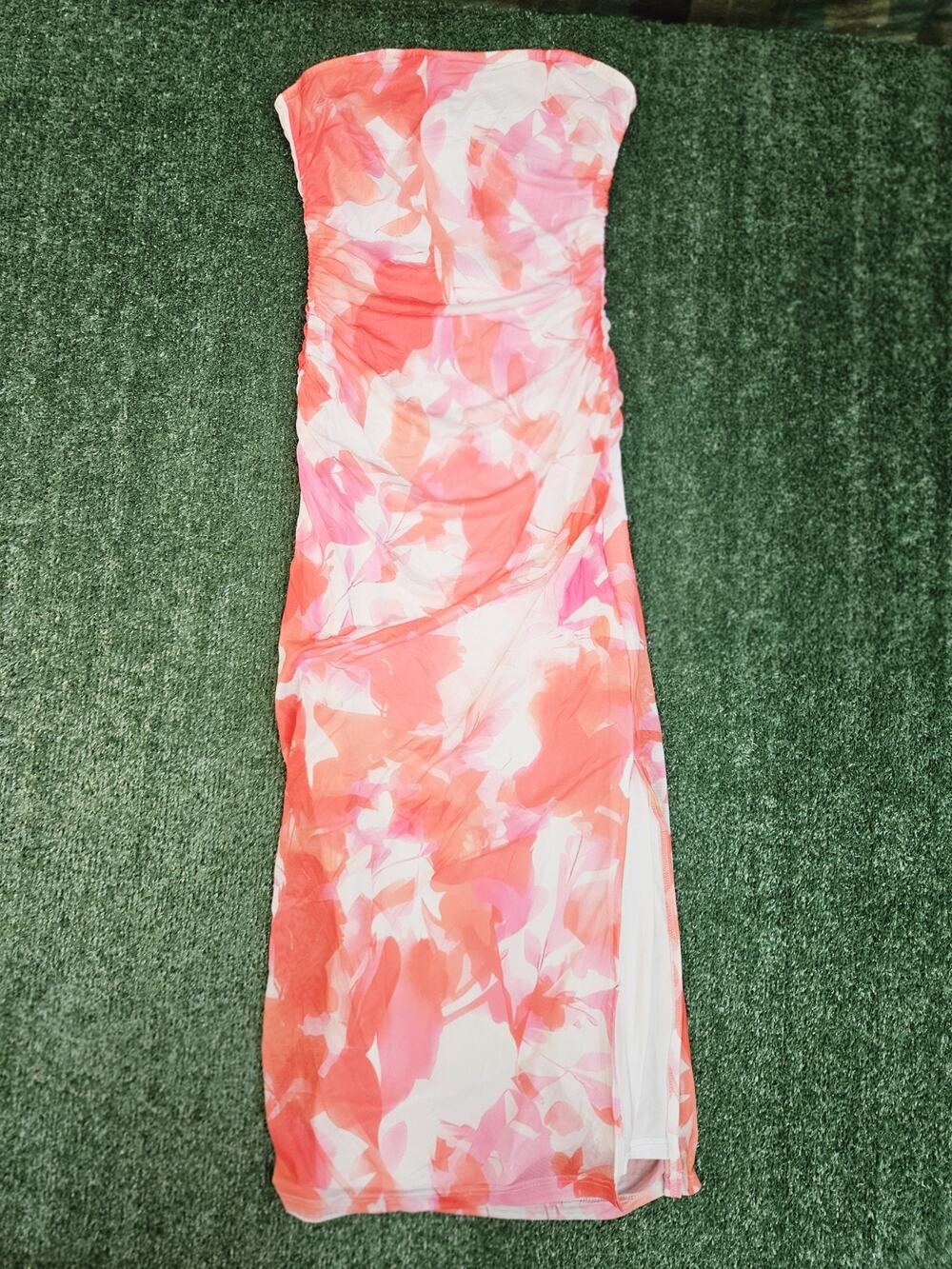 PrettyGarden Maxi Dress Womens Medium Pink Floral Strap Less
